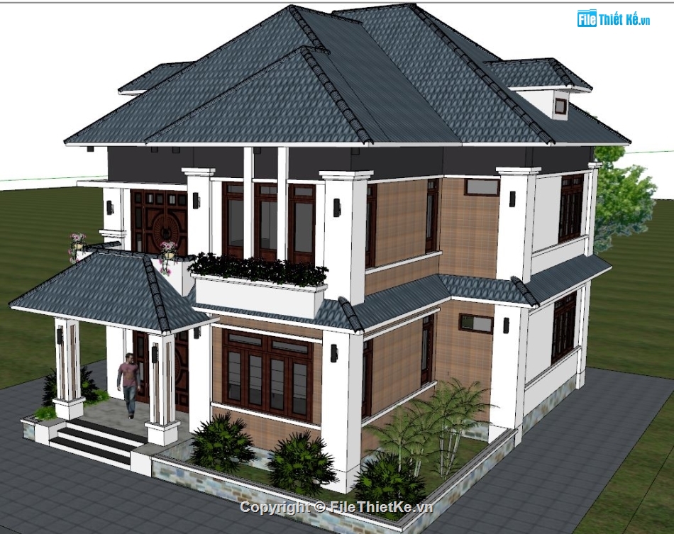 File sketchup biệt thự 2 tầng,Sketchup biệt thự 2 tầng,biệt thự 2 tầng sketchup,3D biệt thự 2 tầng sketchup,Model su biệt thự 2 tầng,Biệt thự 2 tầng 8.7x12.5m